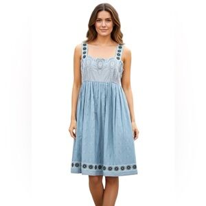 BCBGMAXAZRIA Runway Embroidered Cotton Dress Size S